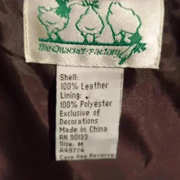 Suede Fall Autumn Leaves Pumpkin Embroidered Full Zip Leather Jacket - Picture 9 of 9